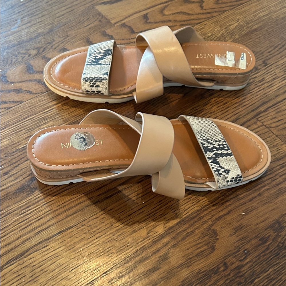 Nine West Beige and Snake Print Sandals - Picture 7 of 8